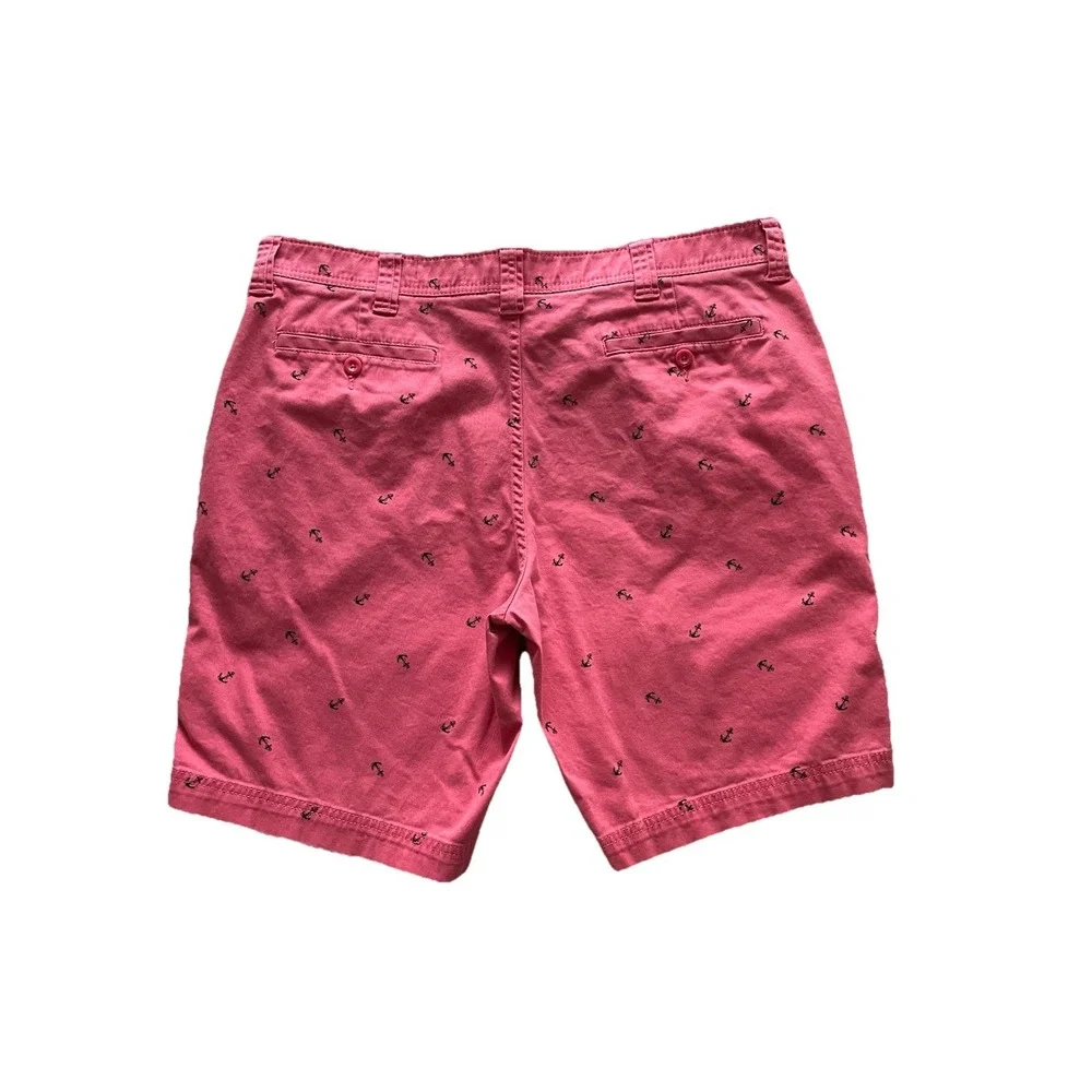 St‎ Johns Bay Shorts Mens 38 Pink Anchor Nautical Preppy Coastal Stretch Chino